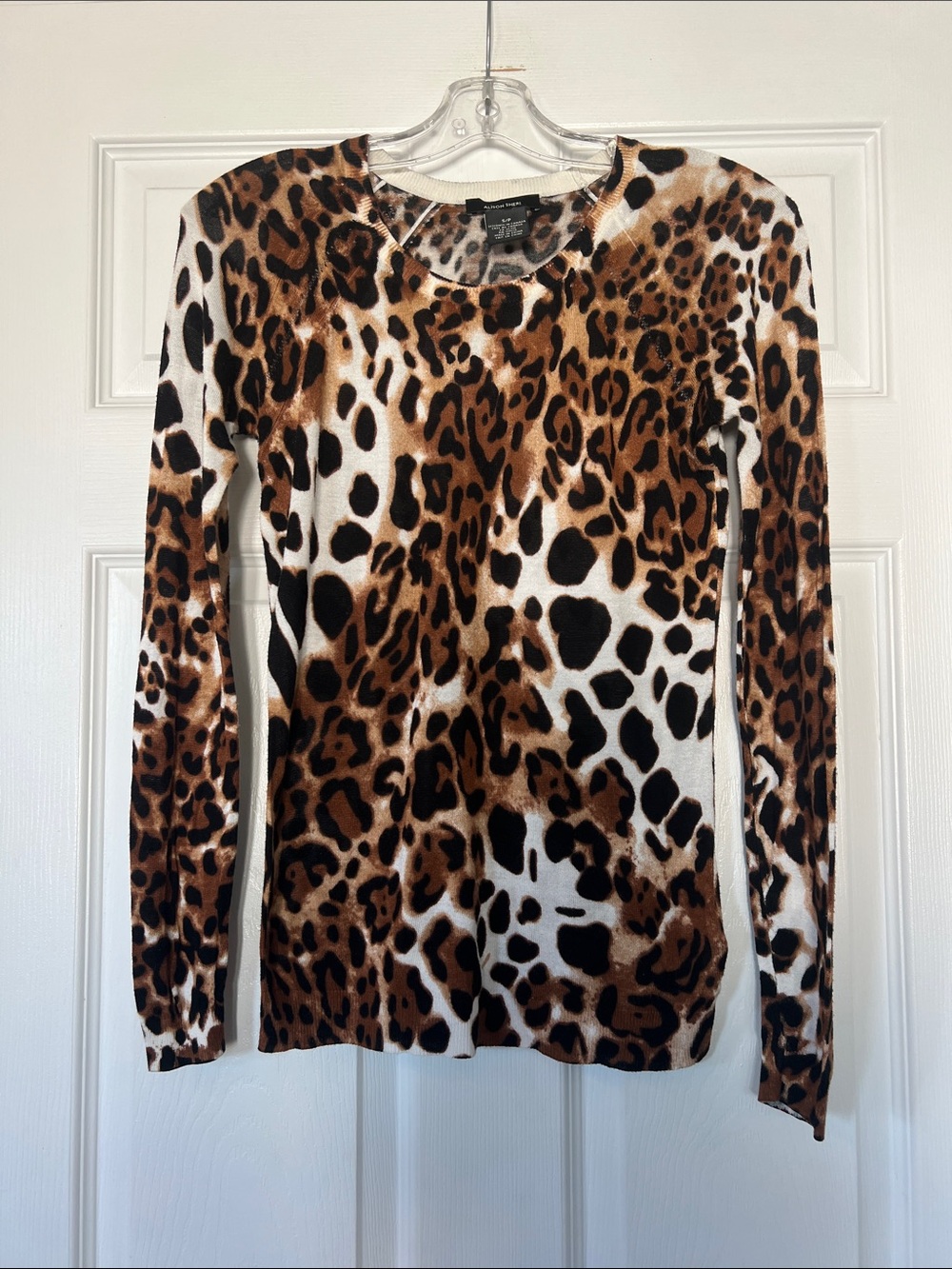 Leopard Print Long Sleeve Tee - Brown/Black/White